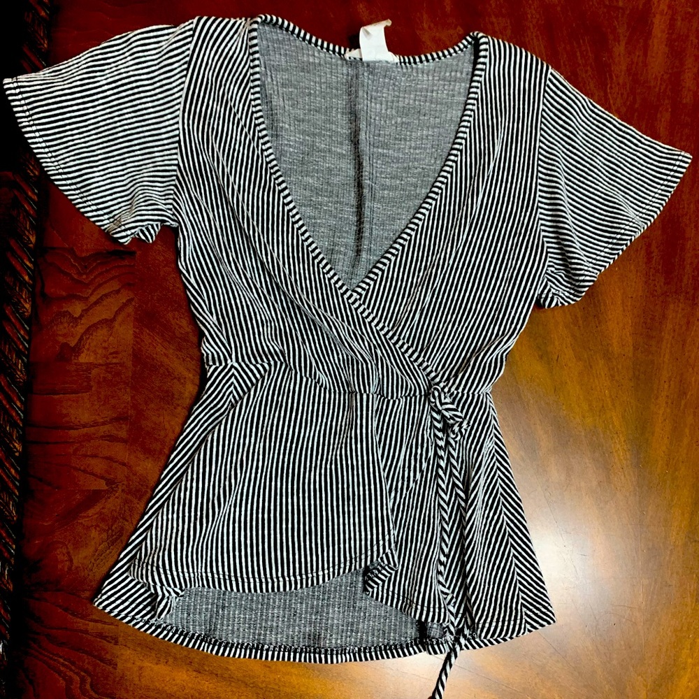 Striped Tie Wrap Shirt